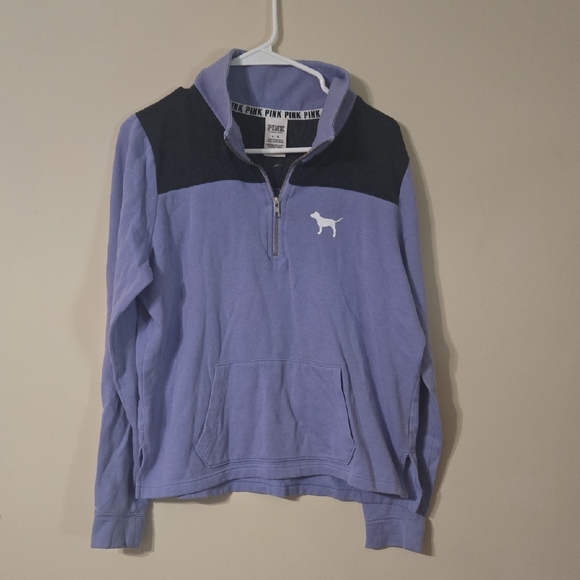 PINK Victoria's Secret Sweaters - PINK Victoria's Secret Lavender and Black Zip-Up Sweater